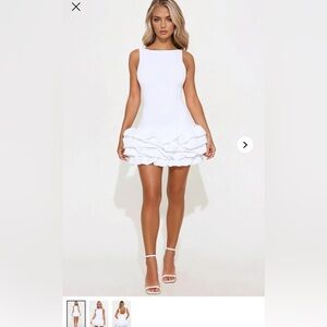 Fashion Nova White Mini Dress with Ruffle Detail